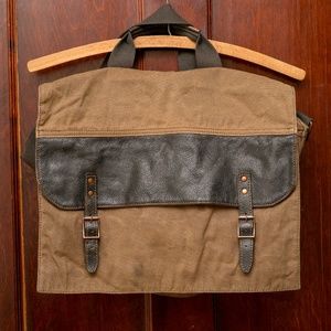 Black Rivet Distressed Canvas Messenger Bag